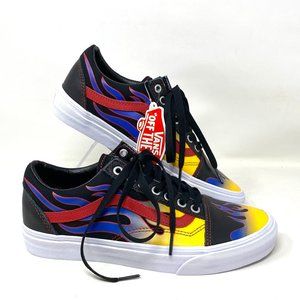 Vans Black and Yellow Flame Sneakers